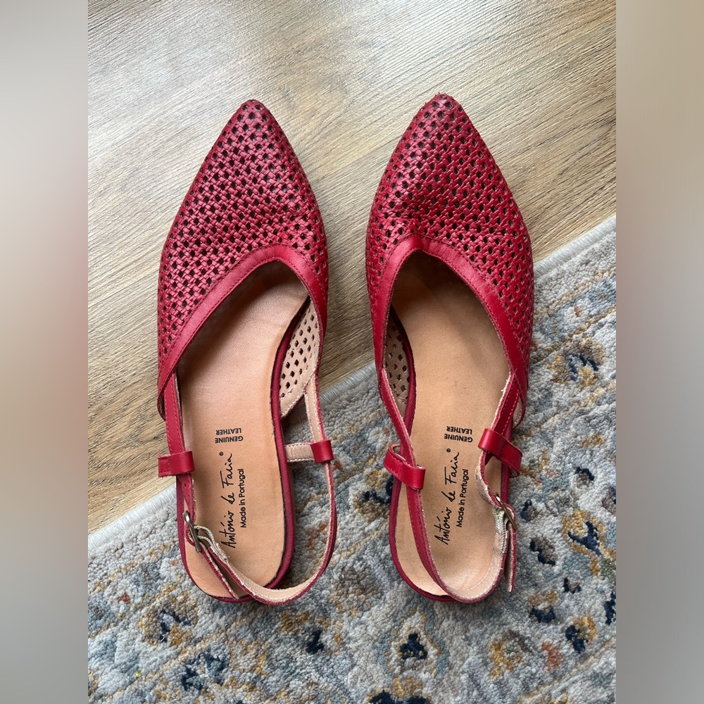 Women’s Red Woven Slingback Flats